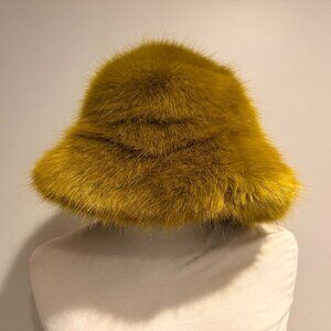 Fuzzy furry olive green large winter hat